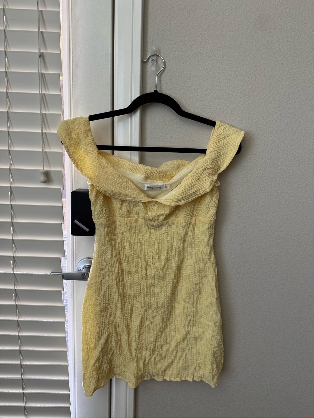 Beginning Boutique Yellow Off-Shoulder Mini Dress